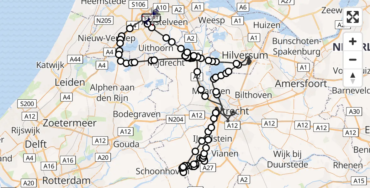 Vluchtroute Politiehelikopter Amsterdam Vliegveld Schiphol - Amsterdam Vliegveld Schiphol, 02 augustus 2026, 18:09