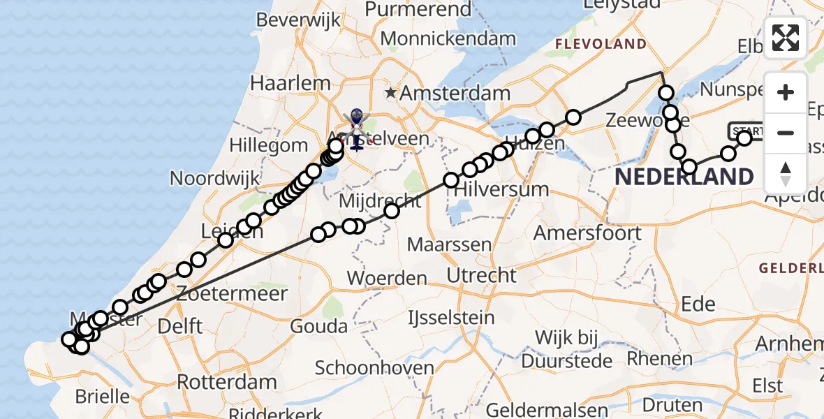 Vluchtroute Politiehelikopter Vierhouten - Amsterdam Vliegveld Schiphol, 02 augustus 2026, 18:13