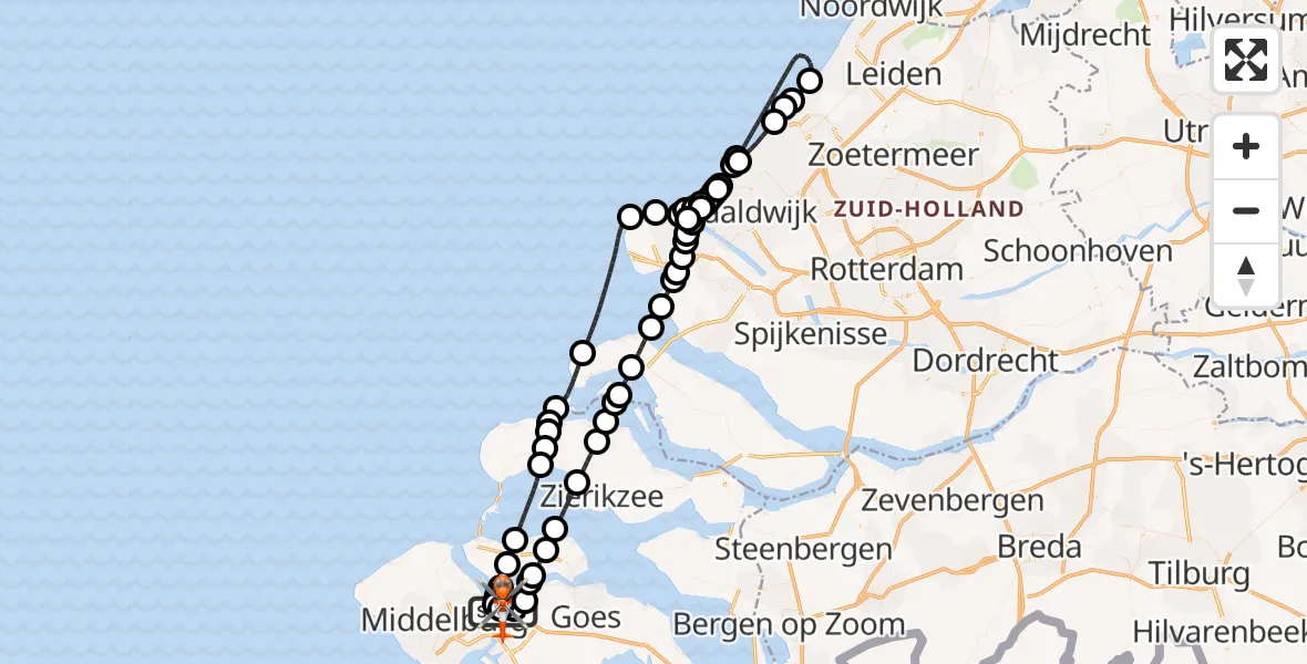 Vluchtroute Kustwachthelikopter Vliegveld Midden-Zeeland - Vliegveld Midden-Zeeland, 02 augustus 2026, 18:30