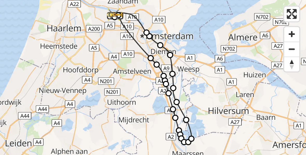 Vluchtroute Traumahelikopter Amsterdam Heliport - Amsterdam Heliport, 03 augustus 2026, 08:26