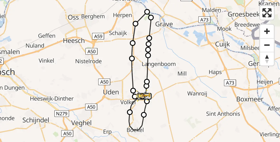 Vluchtroute Traumahelikopter Vliegbasis Volkel - Vliegbasis Volkel, 03 augustus 2026, 11:53