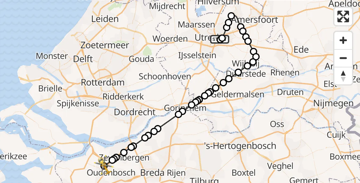 Vluchtroute Traumahelikopter Universitair Medisch Centrum Utrecht - Oud Gastel, 03 augustus 2026, 15:57
