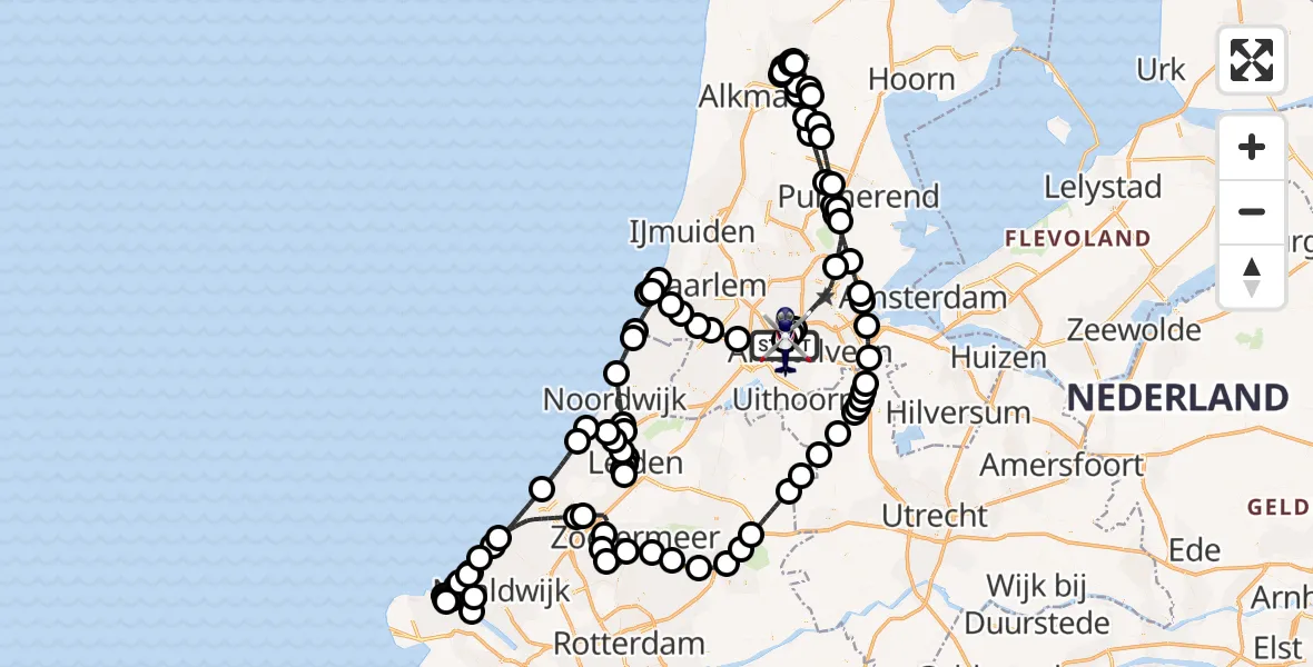 Vluchtroute Politiehelikopter Amsterdam Vliegveld Schiphol - Amsterdam Vliegveld Schiphol, 03 augustus 2026, 18:09