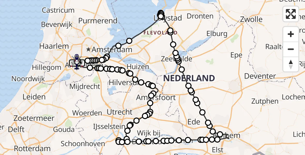 Vluchtroute Politiehelikopter Amsterdam Vliegveld Schiphol - Amsterdam Vliegveld Schiphol, 03 augustus 2026, 18:21