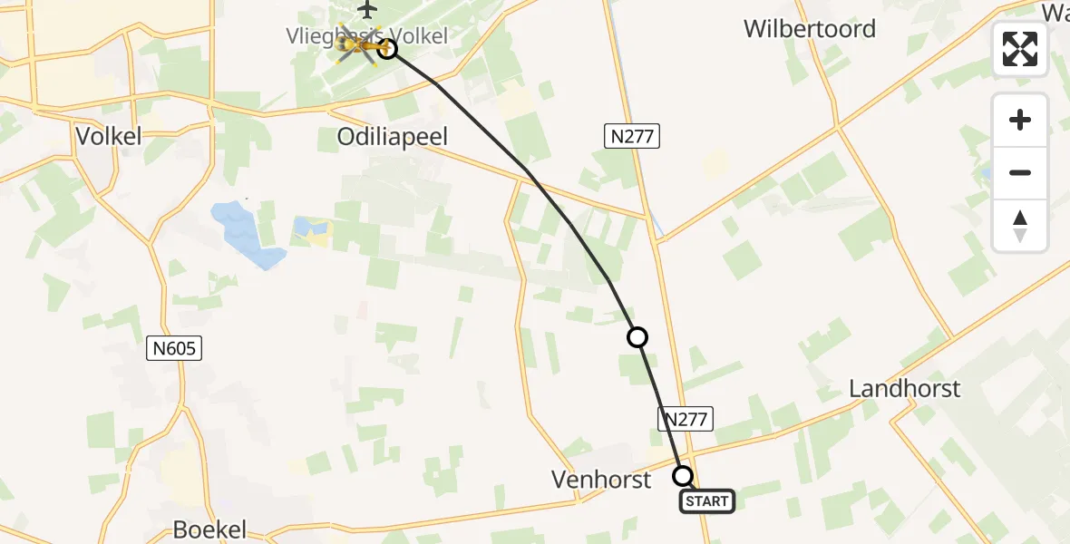Vluchtroute Traumahelikopter Landhorst - Vliegbasis Volkel, 03 augustus 2026, 20:08