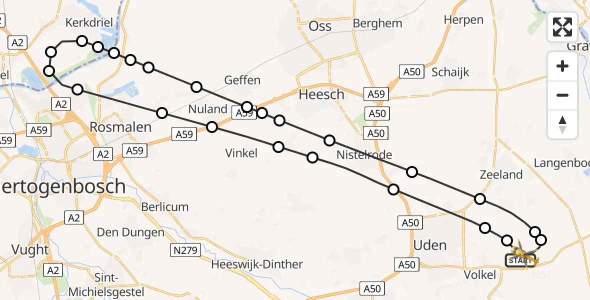 Vluchtroute Traumahelikopter Vliegbasis Volkel - Vliegbasis Volkel, 04 augustus 2026, 08:08