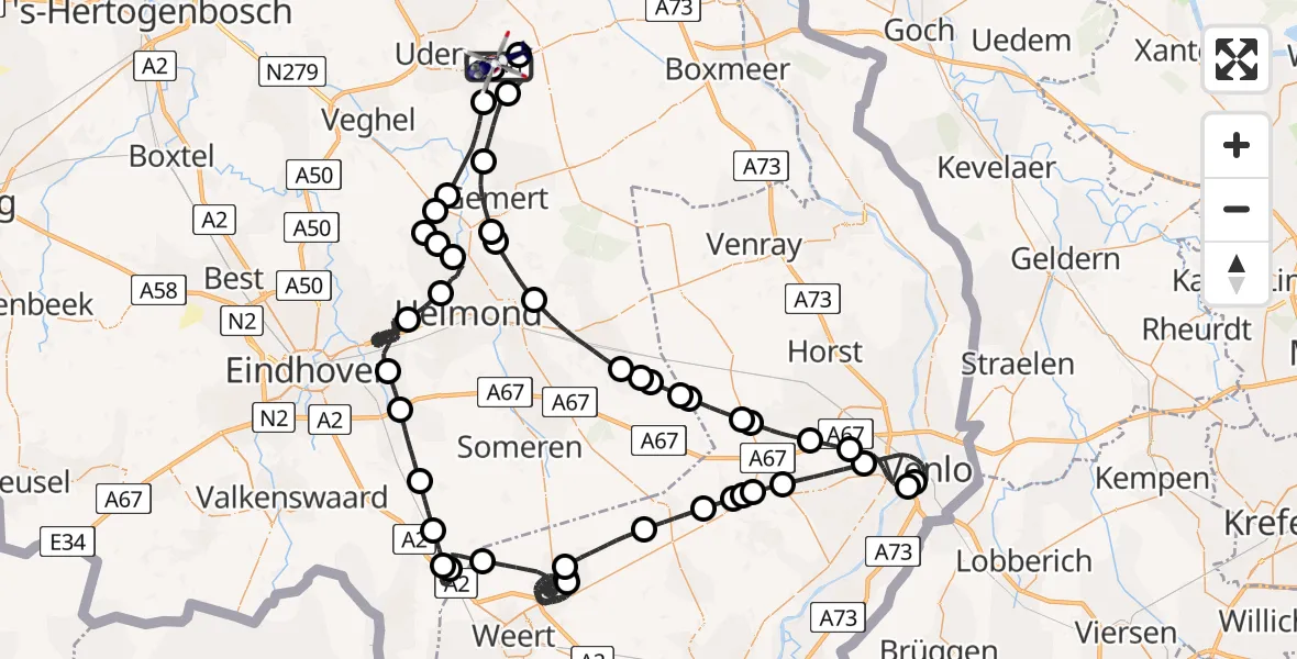 Vluchtroute Politiehelikopter Vliegbasis Volkel - Vliegbasis Volkel, 04 augustus 2026, 12:43