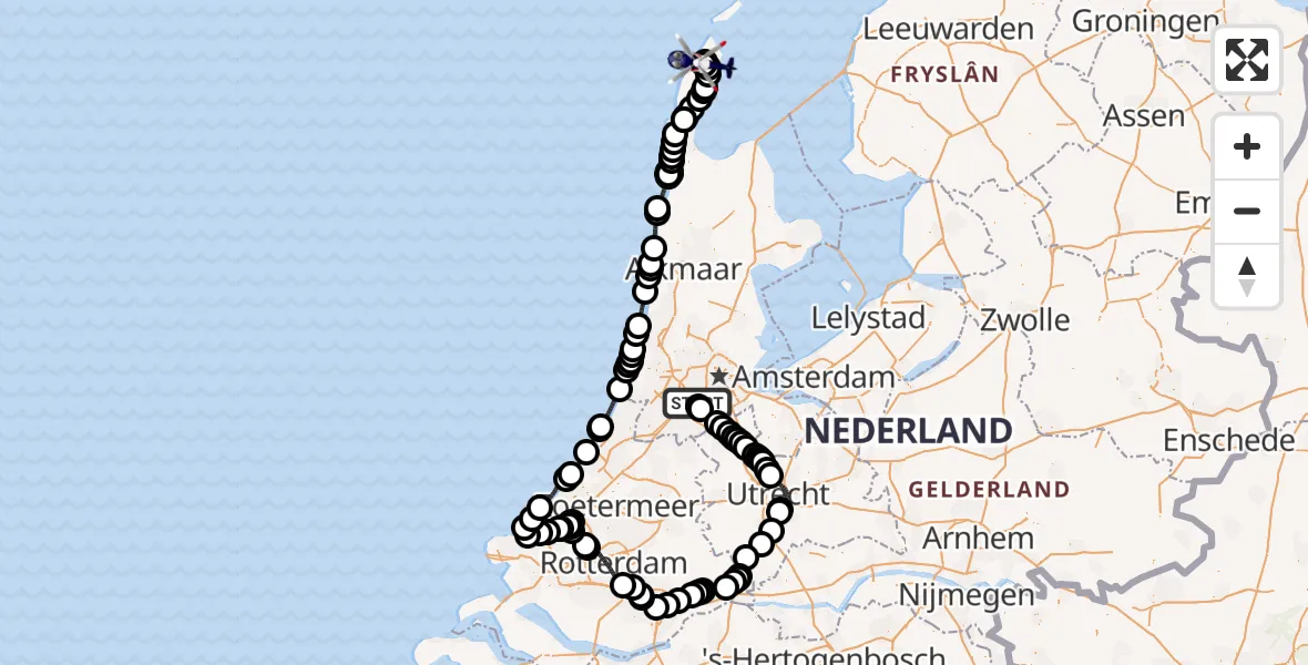 Vluchtroute Politiehelikopter Amsterdam Vliegveld Schiphol - Texel International Airport, 04 augustus 2026, 13:14