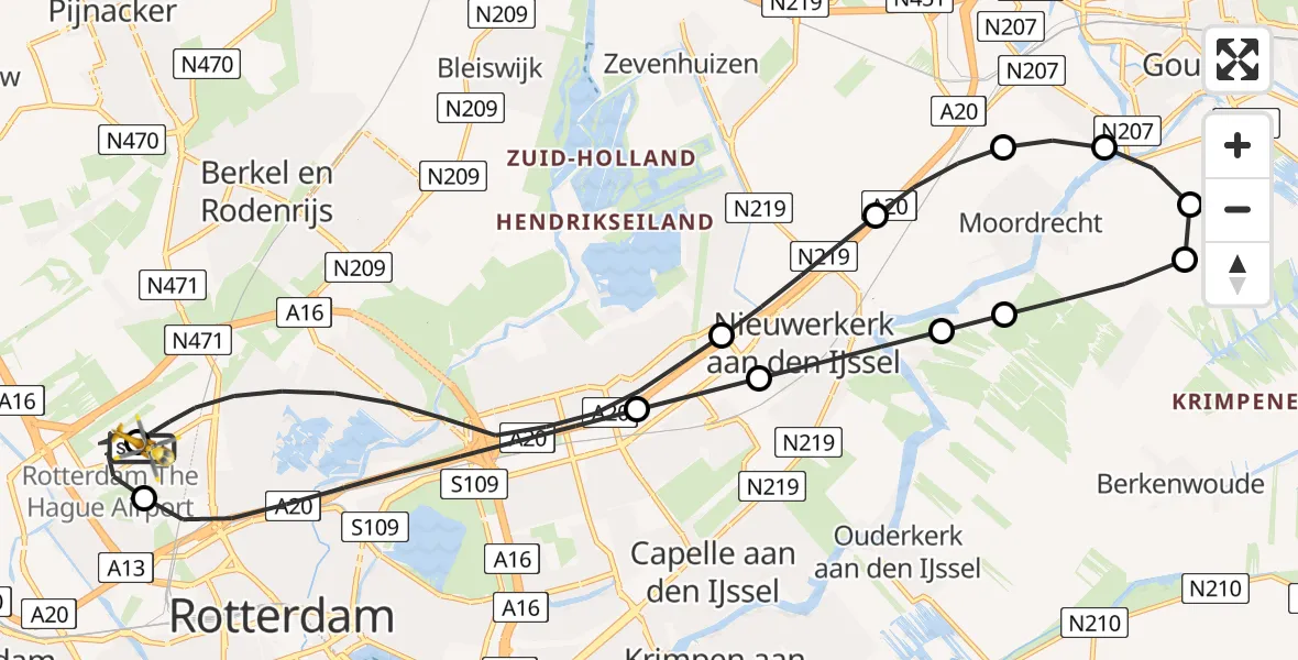 Vluchtroute Traumahelikopter Rotterdam The Hague Airport - Rotterdam The Hague Airport, 04 augustus 2026, 14:21