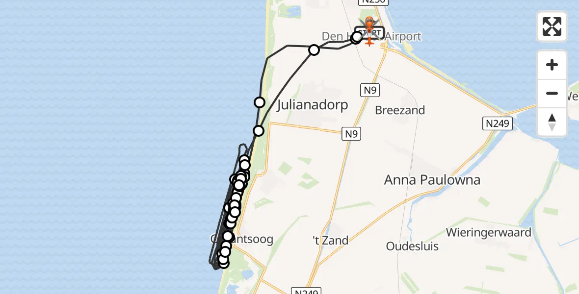 Vluchtroute Kustwachthelikopter Militair vliegveld De Kooy / Den Helder Airport - Militair vliegveld De Kooy / Den Helder Airport, 04 augustus 2026, 14:48