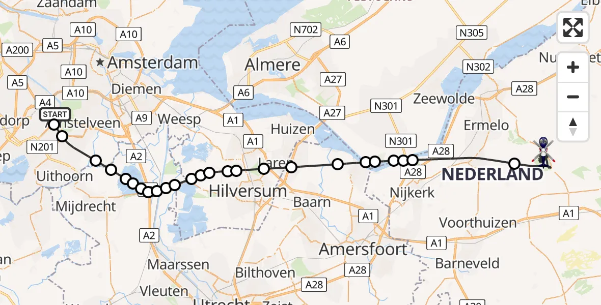 Vluchtroute Politiehelikopter Amsterdam Vliegveld Schiphol - Ermelo, 04 augustus 2026, 17:26