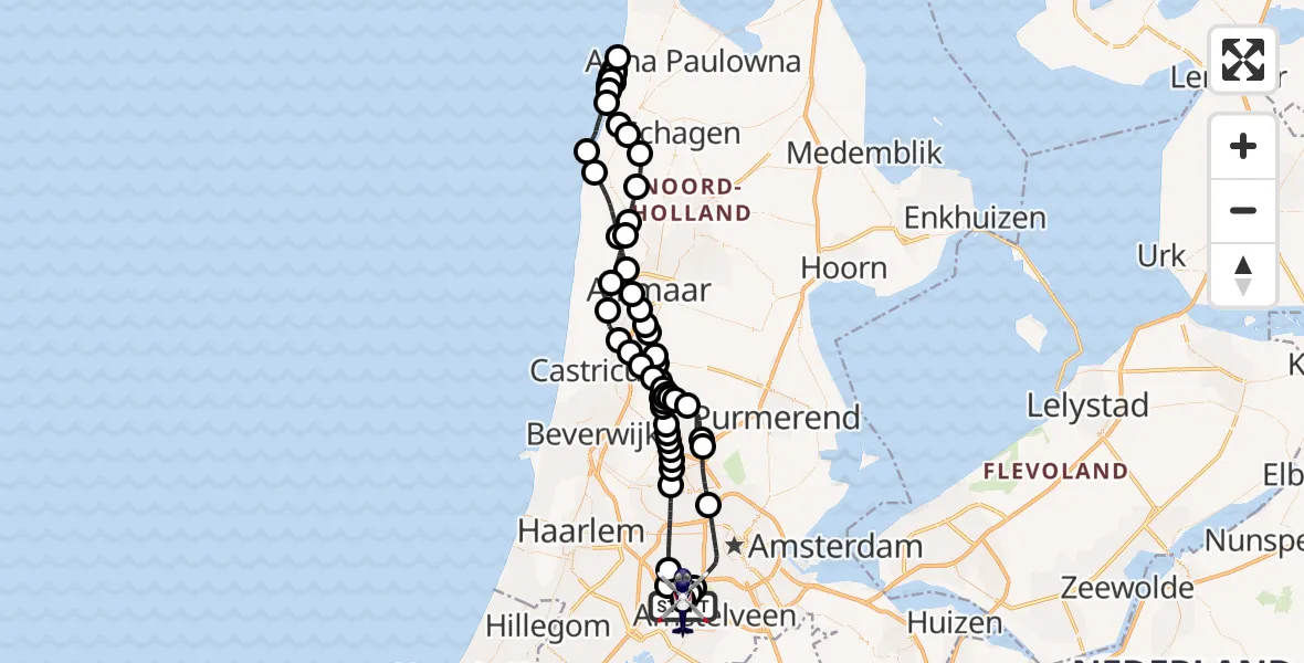 Vluchtroute Politiehelikopter Amsterdam Vliegveld Schiphol - Amsterdam Vliegveld Schiphol, 04 augustus 2026, 17:36