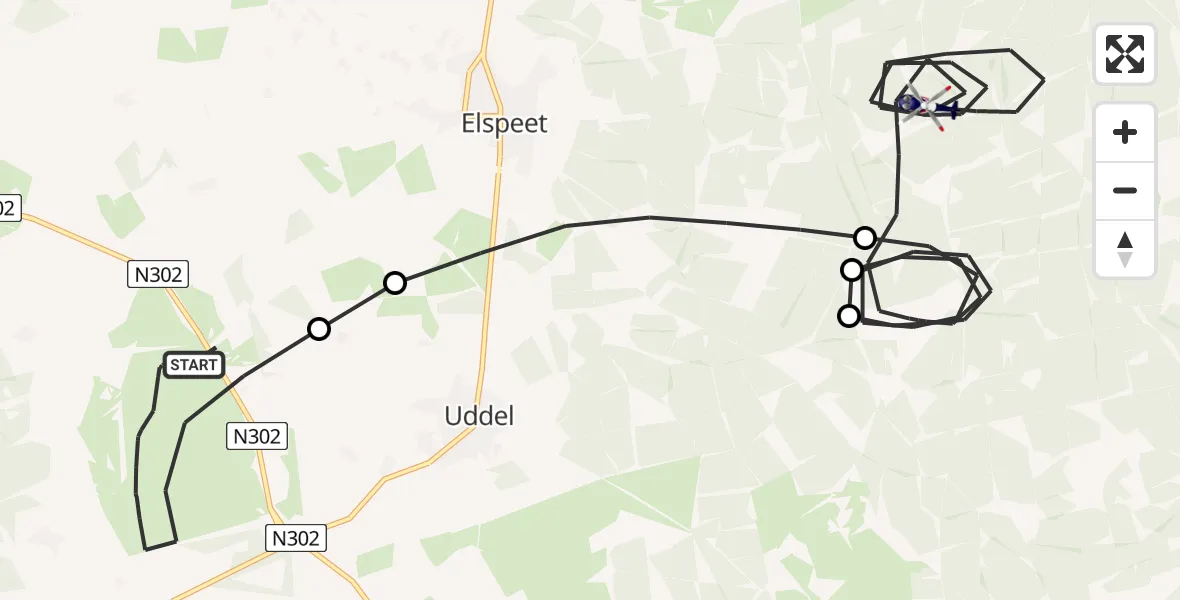 Vluchtroute Politiehelikopter Ermelo - Vaassen, 04 augustus 2026, 18:09