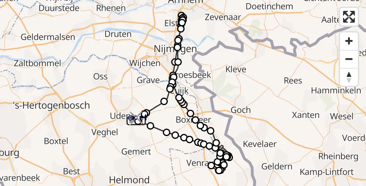 Vluchtroute Politiehelikopter Vliegbasis Volkel - Vliegbasis Volkel, 04 augustus 2026, 18:46