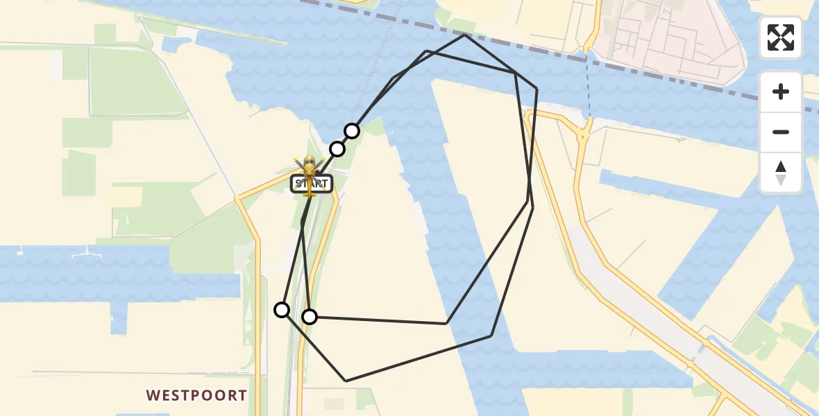 Vluchtroute Traumahelikopter Amsterdam Heliport - Amsterdam Heliport, 04 augustus 2026, 19:58