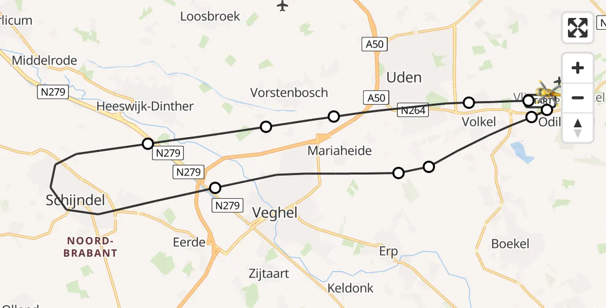 Vluchtroute Traumahelikopter Vliegbasis Volkel - Vliegbasis Volkel, 04 augustus 2026, 21:14