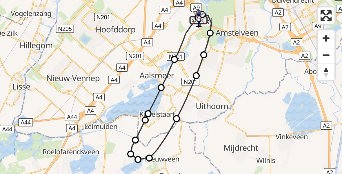 Vluchtroute Politiehelikopter Amsterdam Vliegveld Schiphol - Amsterdam Vliegveld Schiphol, 04 augustus 2026, 23:53