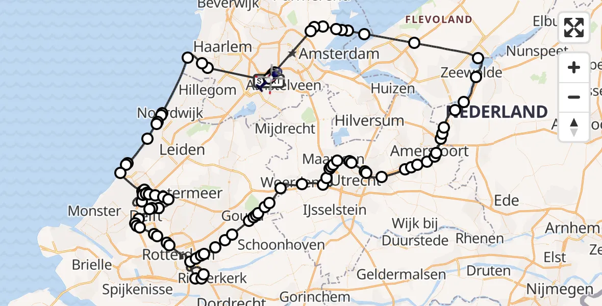 Vluchtroute Politiehelikopter Amsterdam Vliegveld Schiphol - Amsterdam Vliegveld Schiphol, 05 augustus 2026, 07:55