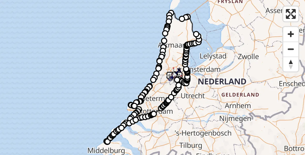 Vluchtroute Politiehelikopter Amsterdam Vliegveld Schiphol - Amsterdam Vliegveld Schiphol, 05 augustus 2026, 09:35