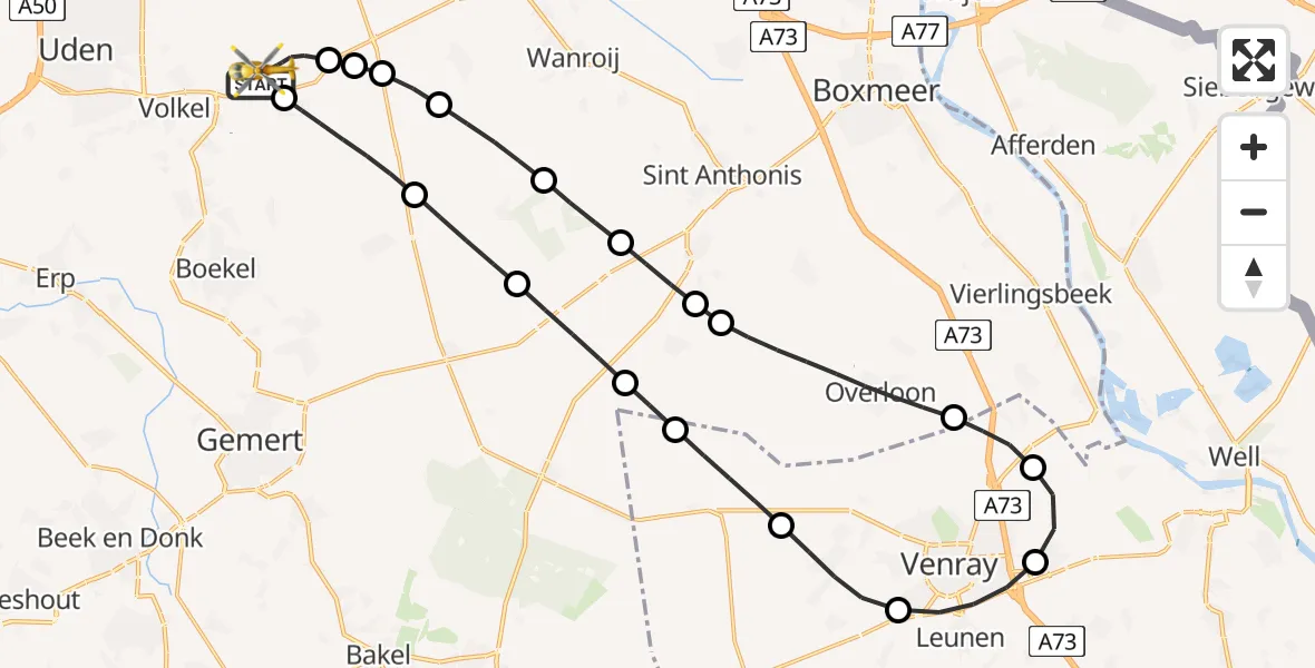 Vluchtroute Traumahelikopter Vliegbasis Volkel - Vliegbasis Volkel, 05 augustus 2026, 11:41