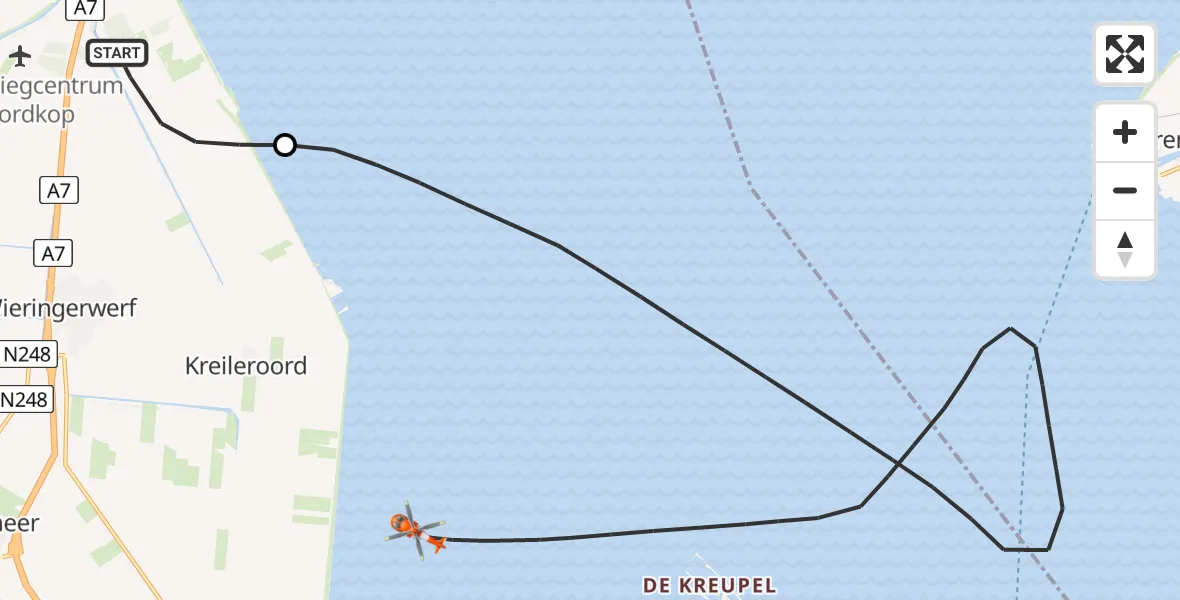 Vluchtroute Kustwachthelikopter Wieringerwerf - IJsselmeer, 05 augustus 2026, 13:17