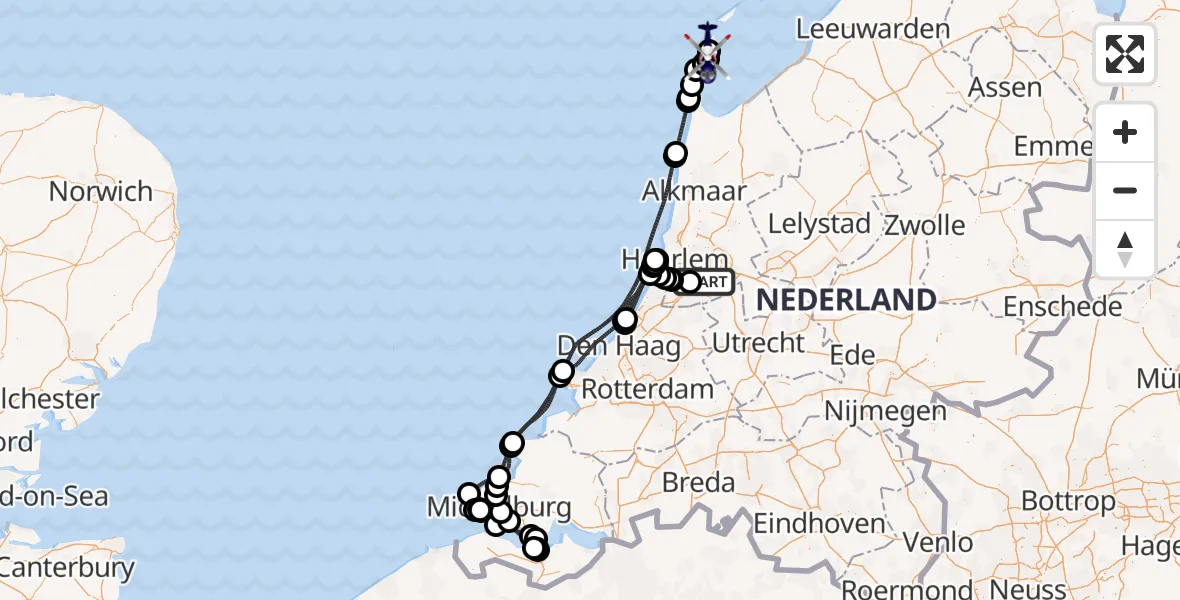 Vluchtroute Politiehelikopter Amsterdam Vliegveld Schiphol - Texel International Airport, 05 augustus 2026, 13:28