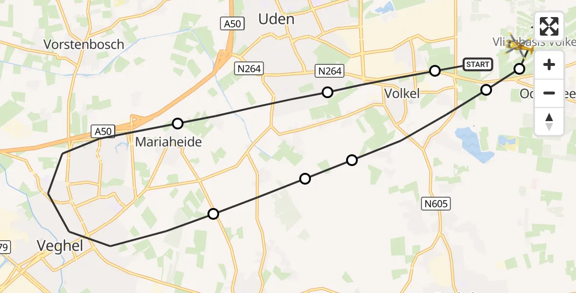 Vluchtroute Traumahelikopter Vliegbasis Volkel - Vliegbasis Volkel, 05 augustus 2026, 17:08