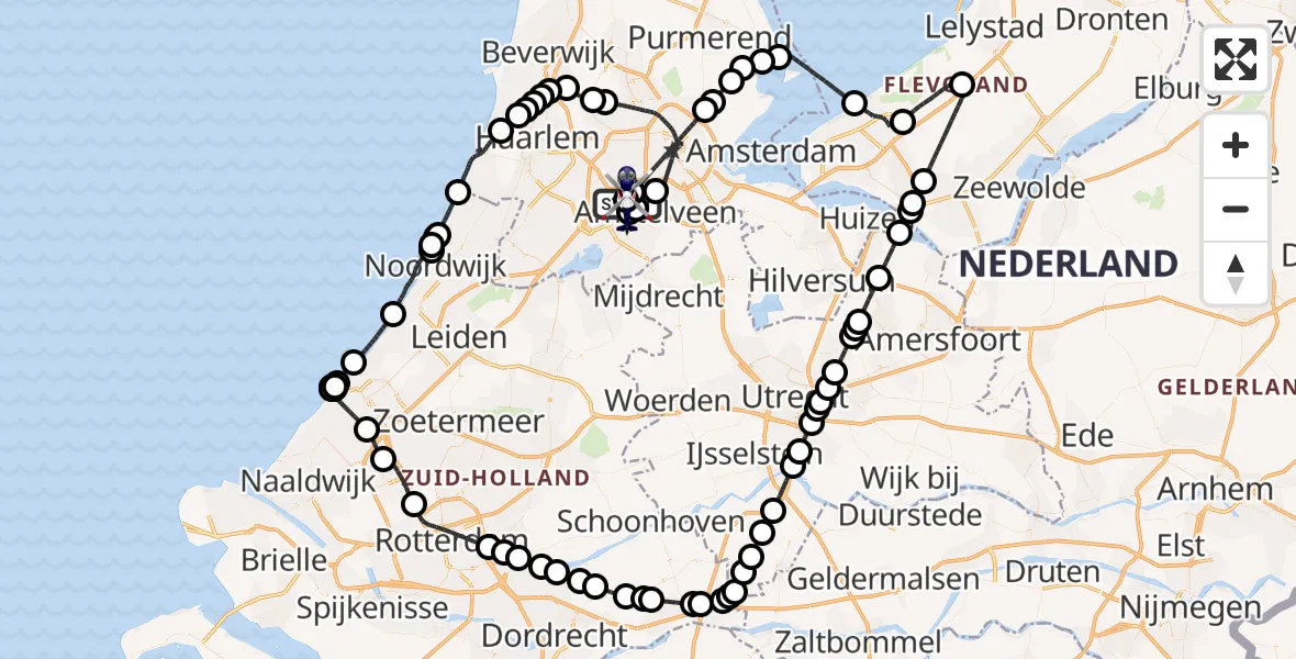 Vluchtroute Politiehelikopter Amsterdam Vliegveld Schiphol - Amsterdam Vliegveld Schiphol, 05 augustus 2026, 18:04