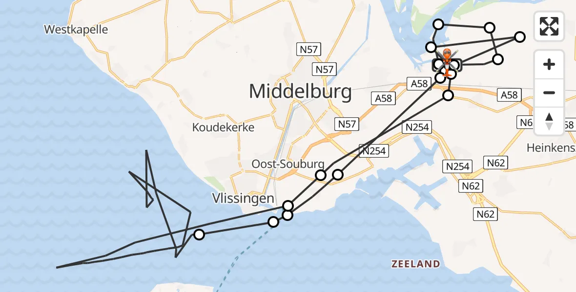 Vluchtroute Kustwachthelikopter Vliegveld Midden-Zeeland - Vliegveld Midden-Zeeland, 06 augustus 2026, 07:23