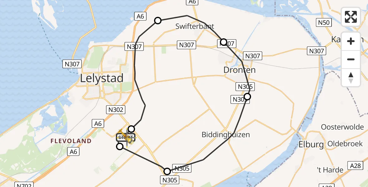Vluchtroute Ambulancehelikopter Lelystad Airport - Lelystad Airport, 06 augustus 2026, 08:34
