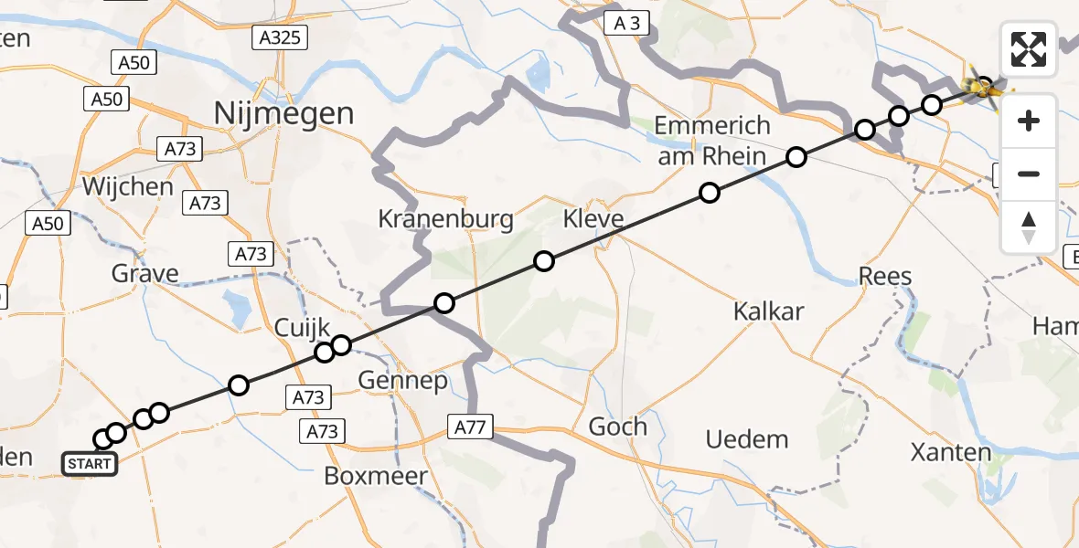 Vluchtroute Traumahelikopter Vliegbasis Volkel - Dinxperlo, 06 augustus 2026, 08:36
