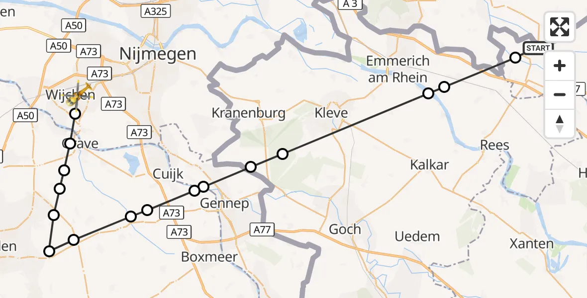 Vluchtroute Traumahelikopter Isselburg - Wijchen, 06 augustus 2026, 09:40