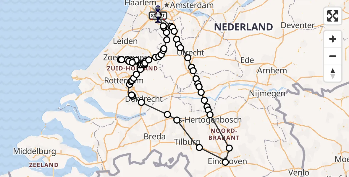 Vluchtroute Politiehelikopter Amsterdam Vliegveld Schiphol - Amsterdam Vliegveld Schiphol, 06 augustus 2026, 09:43