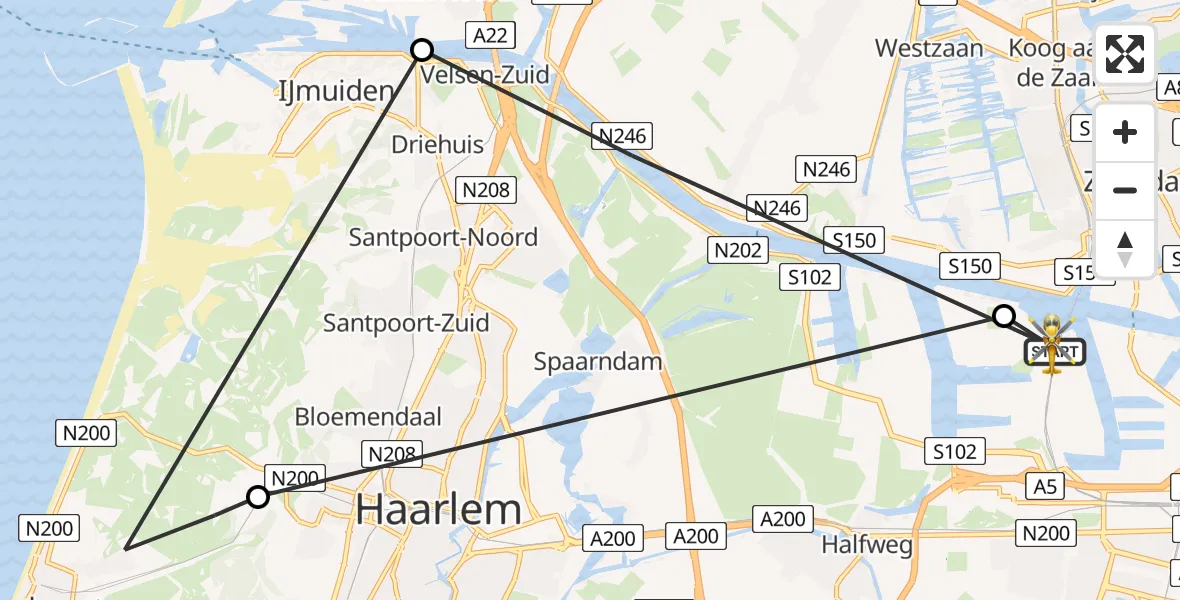 Vluchtroute Traumahelikopter Amsterdam Heliport - Amsterdam Heliport, 06 augustus 2026, 10:14