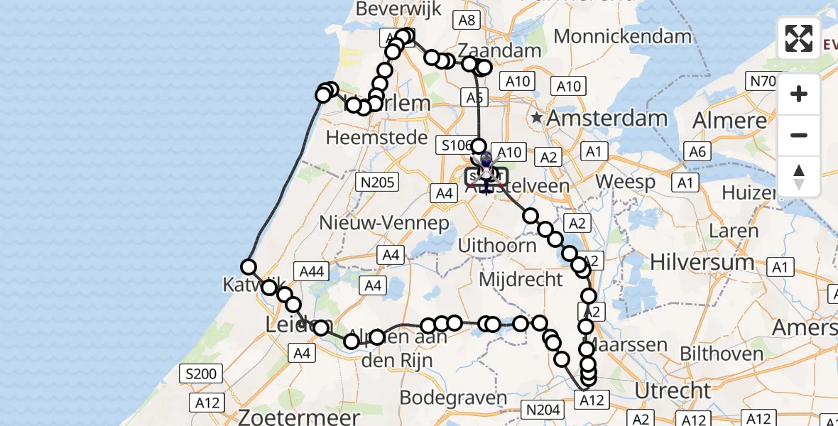 Vluchtroute Politiehelikopter Amsterdam Vliegveld Schiphol - Amsterdam Vliegveld Schiphol, 06 augustus 2026, 10:55