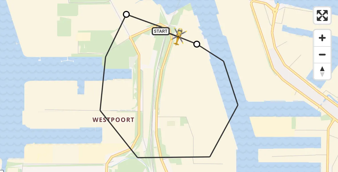 Vluchtroute Traumahelikopter Amsterdam Heliport - Amsterdam Heliport, 06 augustus 2026, 13:10