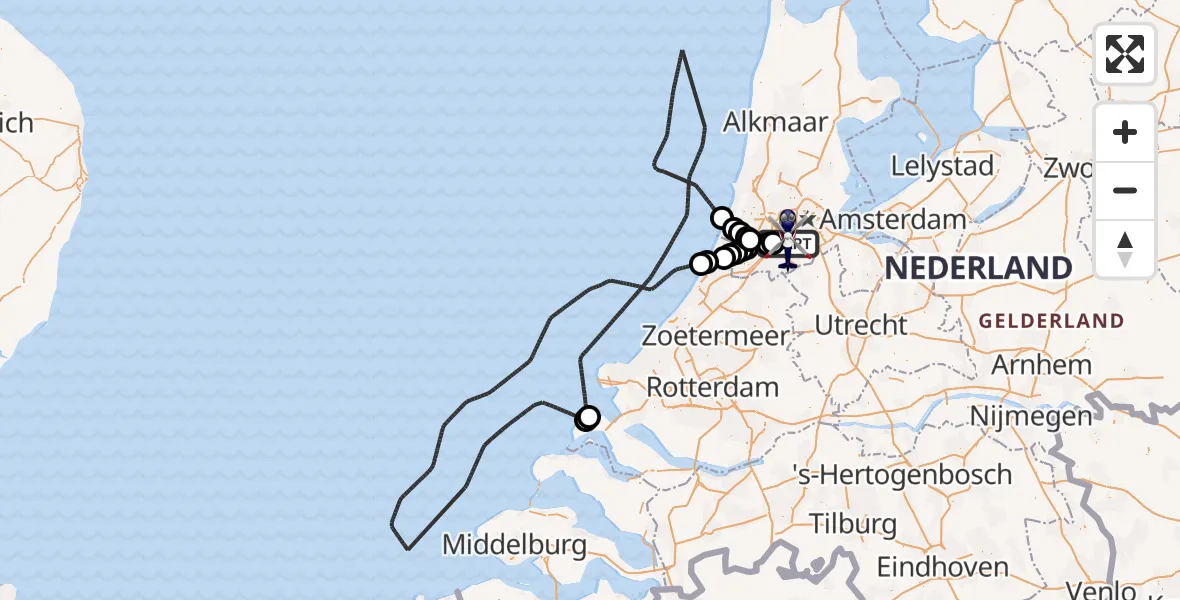Vluchtroute Politiehelikopter Amsterdam Vliegveld Schiphol - Amsterdam Vliegveld Schiphol, 06 augustus 2026, 13:30