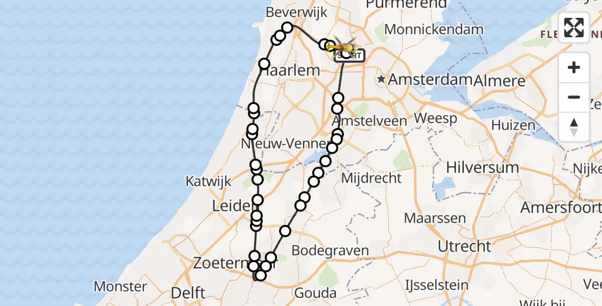 Vluchtroute Traumahelikopter Amsterdam Heliport - Amsterdam, 06 augustus 2026, 14:27
