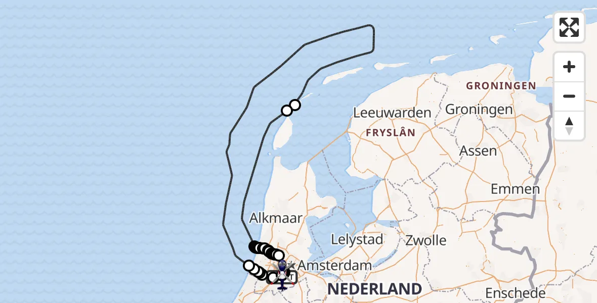 Vluchtroute Politiehelikopter Amsterdam Vliegveld Schiphol - Amsterdam Vliegveld Schiphol, 06 augustus 2026, 16:49