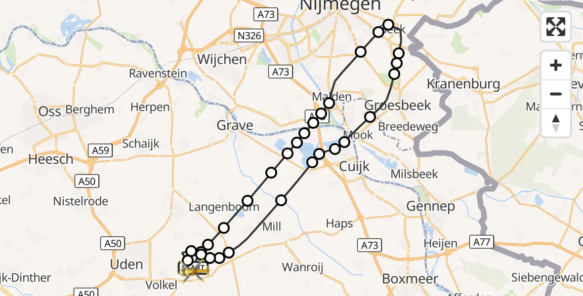 Vluchtroute Traumahelikopter Vliegbasis Volkel - Vliegbasis Volkel, 06 augustus 2026, 17:49