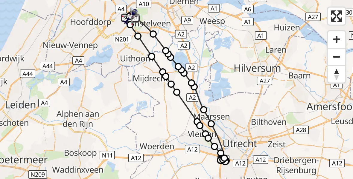 Vluchtroute Politiehelikopter Amsterdam Vliegveld Schiphol - Amsterdam Vliegveld Schiphol, 06 augustus 2026, 20:02
