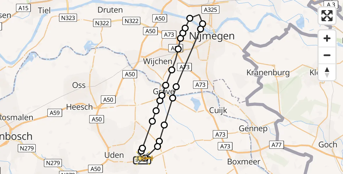 Vluchtroute Traumahelikopter Vliegbasis Volkel - Vliegbasis Volkel, 07 augustus 2026, 06:32