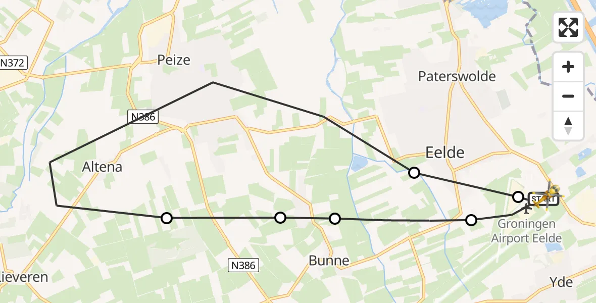 Vluchtroute Traumahelikopter Groningen Airport Eelde - Groningen Airport Eelde, 07 augustus 2026, 06:38