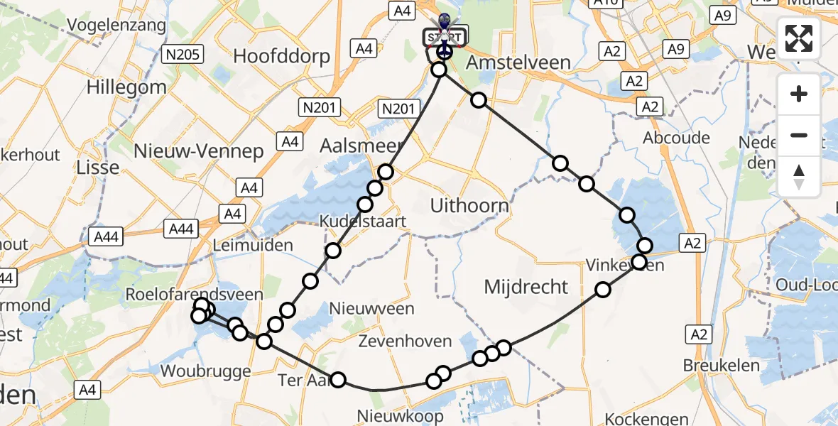 Vluchtroute Politiehelikopter Amsterdam Vliegveld Schiphol - Amsterdam Vliegveld Schiphol, 07 augustus 2026, 12:35