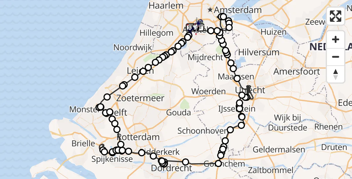 Vluchtroute Politiehelikopter Amsterdam Vliegveld Schiphol - Amsterdam Vliegveld Schiphol, 07 augustus 2026, 13:13