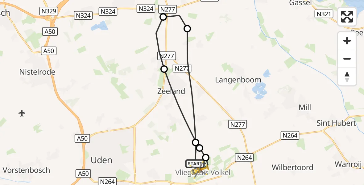 Vluchtroute Traumahelikopter Vliegbasis Volkel - Vliegbasis Volkel, 07 augustus 2026, 19:05