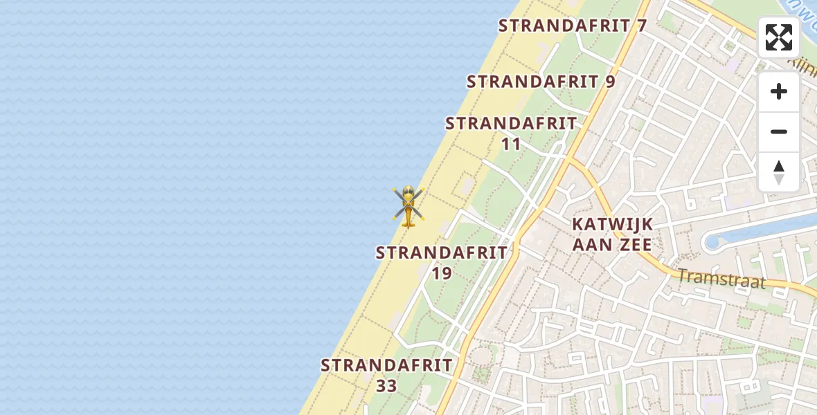 Vluchtroute Traumahelikopter Katwijk - Katwijk, 08 augustus 2026, 01:39