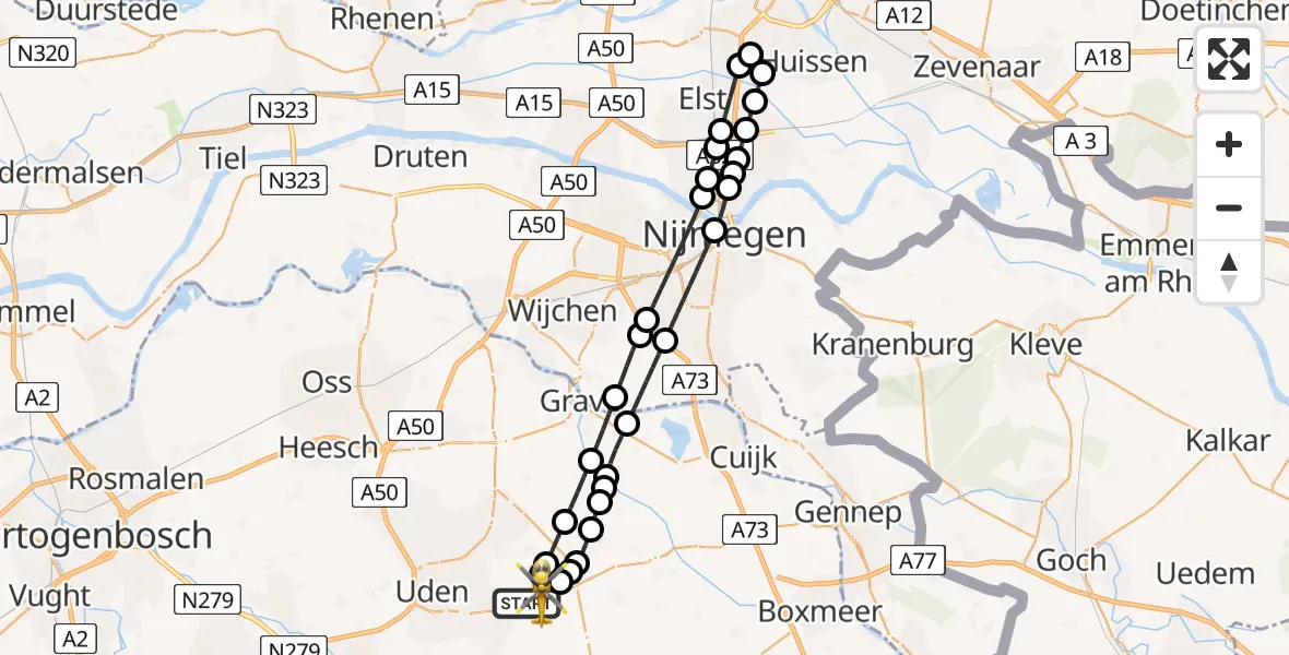 Vluchtroute Traumahelikopter Vliegbasis Volkel - Vliegbasis Volkel, 08 augustus 2026, 07:08