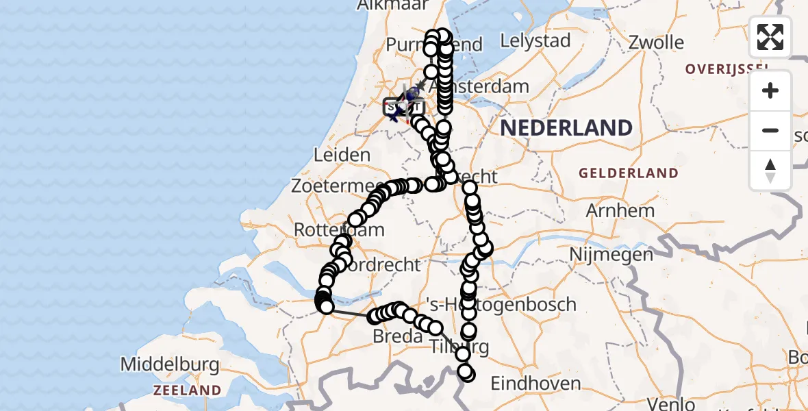 Vluchtroute Politiehelikopter Amsterdam Vliegveld Schiphol - Amsterdam Vliegveld Schiphol, 08 augustus 2026, 09:47