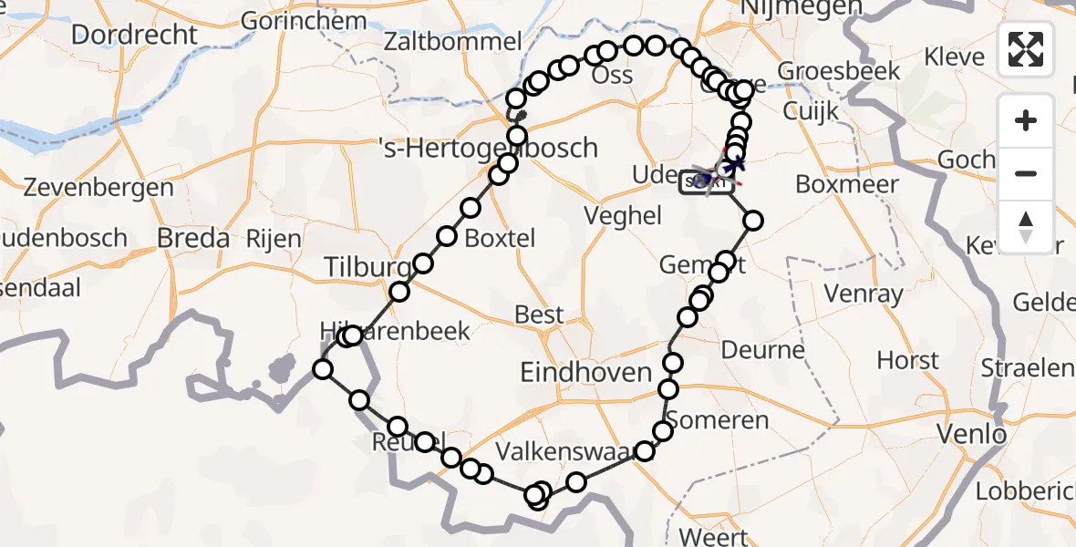Vluchtroute Politiehelikopter Vliegbasis Volkel - Vliegbasis Volkel, 08 augustus 2026, 10:54